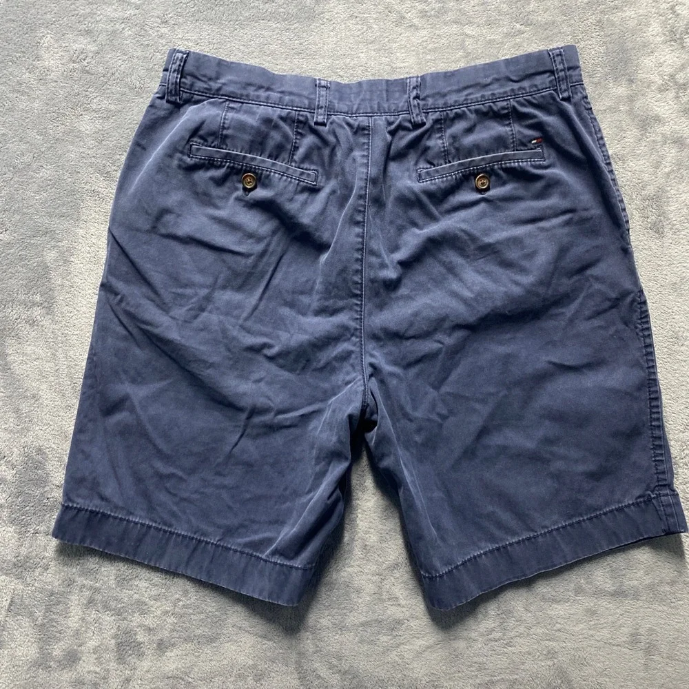 Tommy Hilfiger Shorts Mens 34 Chino Navy Blue Flat Front Cotton Made in 2016